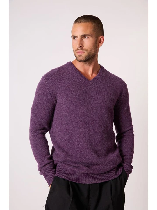 Zdjęcie produktu Perfect Cashmere Kaszmirowy sweter "Enzo" w kolorze fioletowym rozmiar: M
