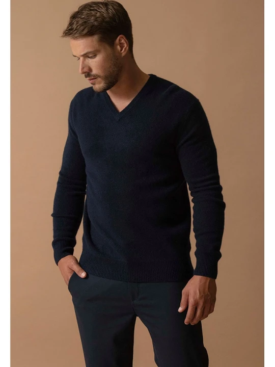 Zdjęcie produktu Perfect Cashmere Kaszmirowy sweter "Enzo" w kolorze granatowym rozmiar: XXL