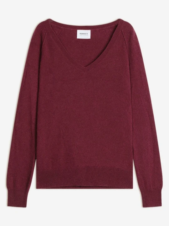 Zdjęcie produktu Perfect Cashmere Kaszmirowy sweter "Giusalet" w kolorze bordowym rozmiar: M