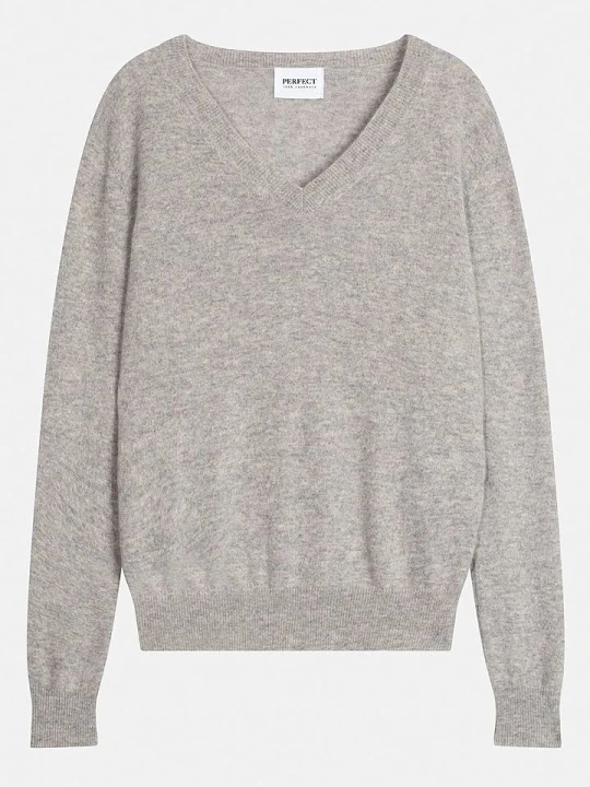 Zdjęcie produktu Perfect Cashmere Kaszmirowy sweter "Kalie" w kolorze jasnoszarym rozmiar: XL