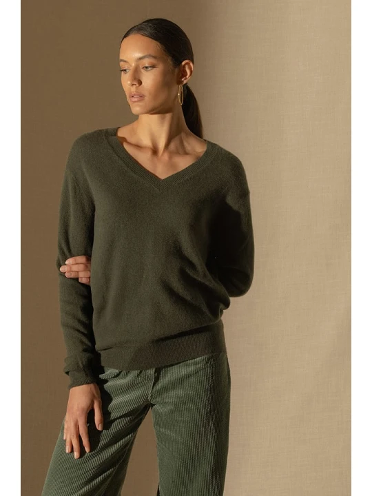 Zdjęcie produktu Perfect Cashmere Kaszmirowy sweter "Kalie" w kolorze khaki rozmiar: S