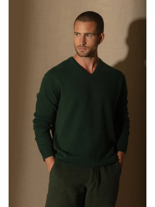 Zdjęcie produktu Perfect Cashmere Kaszmirowy sweter "Lorenzo" w kolorze ciemnozielonym rozmiar: M