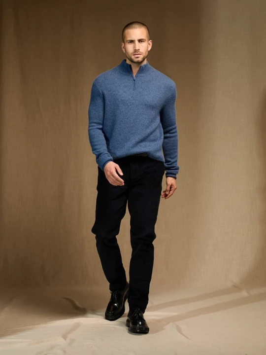 Zdjęcie produktu Perfect Cashmere Kaszmirowy sweter "Lucas" w kolorze niebieskim rozmiar: XXL