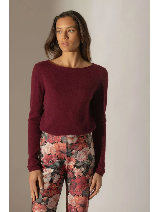 Zdjęcie produktu Perfect Cashmere Kaszmirowy sweter "Megan" w kolorze bordowym rozmiar: L
