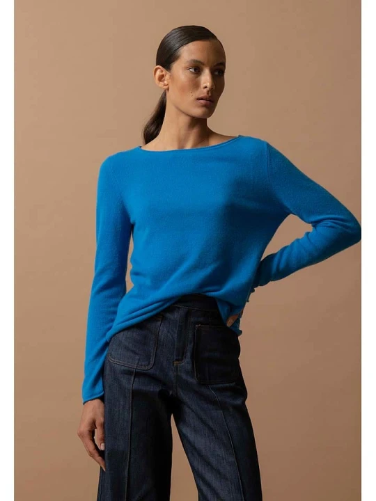 Zdjęcie produktu Perfect Cashmere Kaszmirowy sweter "Megan" w kolorze niebieskim rozmiar: XL