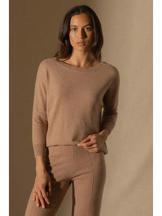 Zdjęcie produktu Perfect Cashmere Kaszmirowy sweter "Molly" w kolorze jasnobrązowym rozmiar: XL