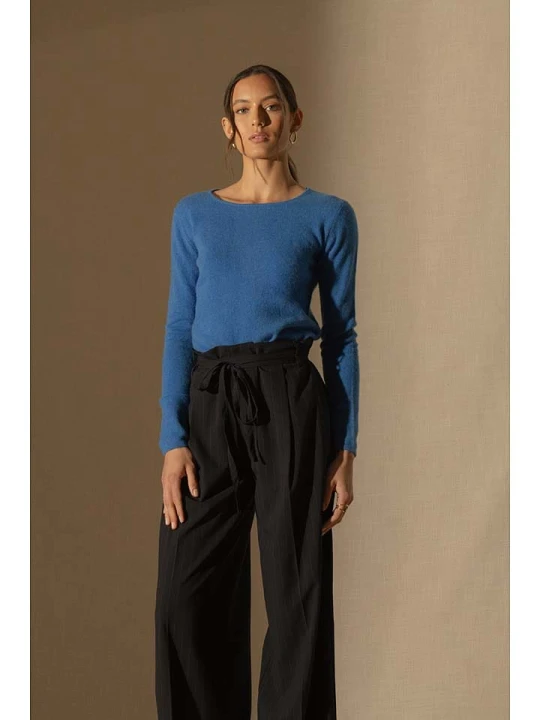 Zdjęcie produktu Perfect Cashmere Kaszmirowy sweter "Oprah" w kolorze niebieskim rozmiar: XXL