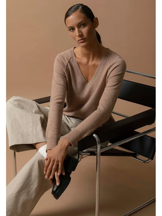Zdjęcie produktu Perfect Cashmere Kaszmirowy sweter "Penelope" w kolorze beżowym rozmiar: L