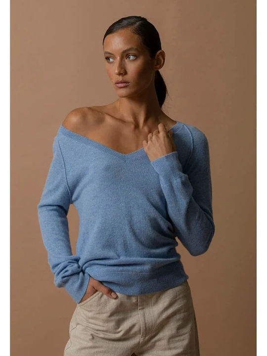 Zdjęcie produktu Perfect Cashmere Kaszmirowy sweter w kolorze błękitnym rozmiar: XL