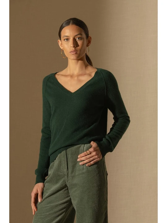 Zdjęcie produktu Perfect Cashmere Kaszmirowy sweter "Penelope" w kolorze ciemnozielonym rozmiar: L