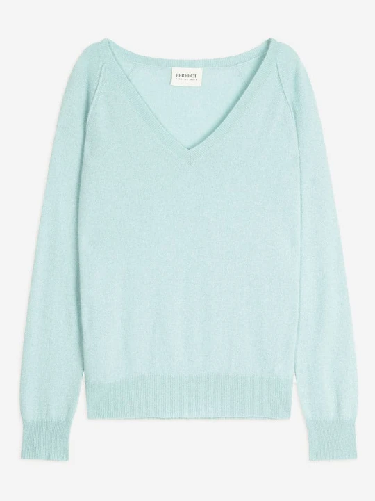 Zdjęcie produktu Perfect Cashmere Kaszmirowy sweter "Penelope" w kolorze miętowym rozmiar: L