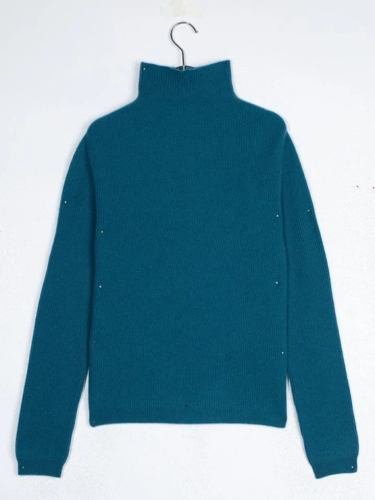 Zdjęcie produktu Perfect Cashmere Kaszmirowy sweter "Ruby" w kolorze morskim rozmiar: S