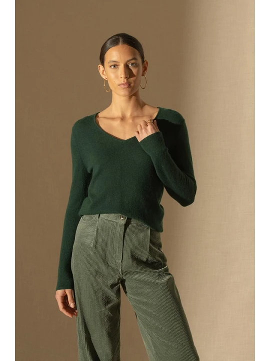 Zdjęcie produktu Perfect Cashmere Kaszmirowy sweter "Shannon" w kolorze ciemnozielonym rozmiar: S