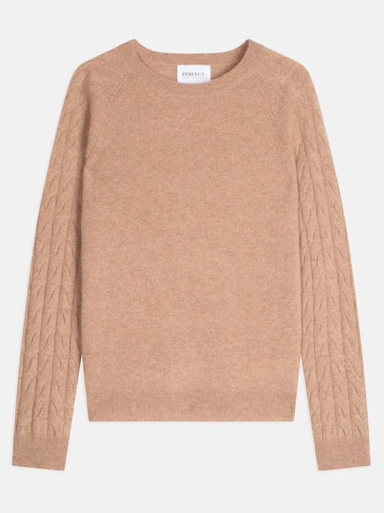 Zdjęcie produktu Perfect Cashmere Kaszmirowy sweter "Sorella" w kolorze beżowym rozmiar: XL