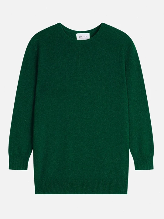 Zdjęcie produktu Perfect Cashmere Kaszmirowy sweter "Vanessa" w kolorze ciemnozielonym rozmiar: L