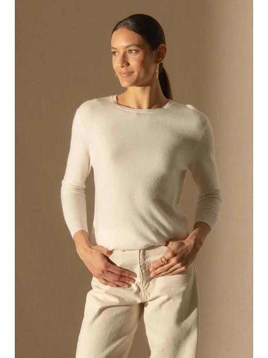 Zdjęcie produktu Perfect Cashmere Kaszmirowy sweter "Vanessa" w kolorze kremowym rozmiar: S