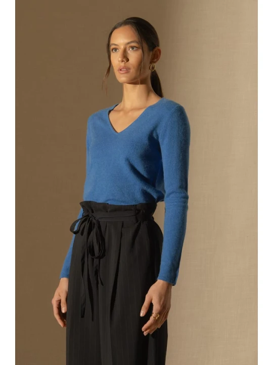 Zdjęcie produktu Perfect Cashmere Kaszmirowy sweter w kolorze niebieskim rozmiar: L