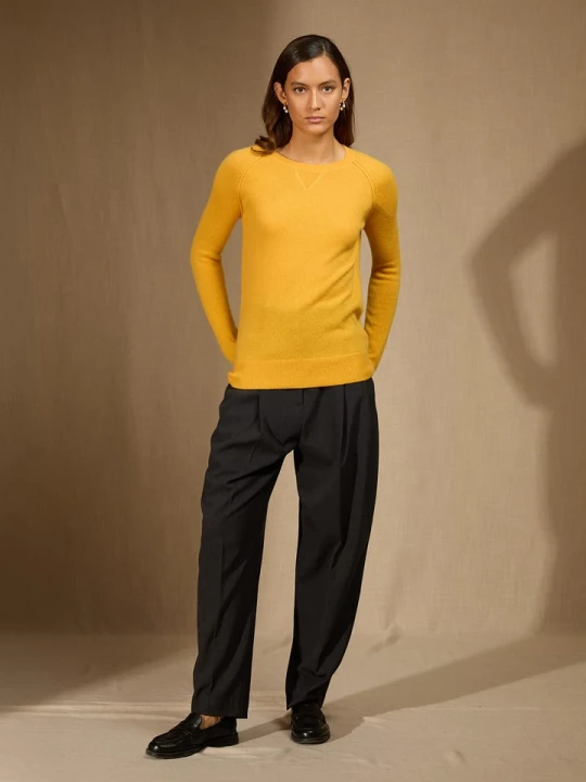 Zdjęcie produktu Perfect Cashmere Kaszmirowy sweter "Wilma" w kolorze żółtym rozmiar: M