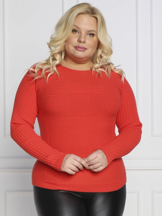 Zdjęcie produktu Persona by Marina Rinaldi Sweter ACRONIMO plus size | Regular Fit | z dodatkiem wełny i kaszmiru koralowy