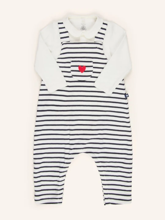 Zdjęcie produktu Petit Bateau Zestaw: Ogrodniczki I Body weiss