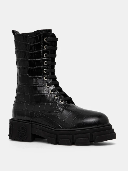 Zdjęcie produktu Philipp Plein botki skórzane Croco Gothic czarny