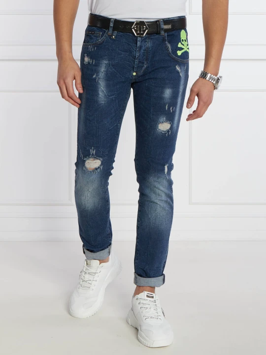 Zdjęcie produktu Philipp Plein Jeansy Skull&Bones | Straight fit niebieski
