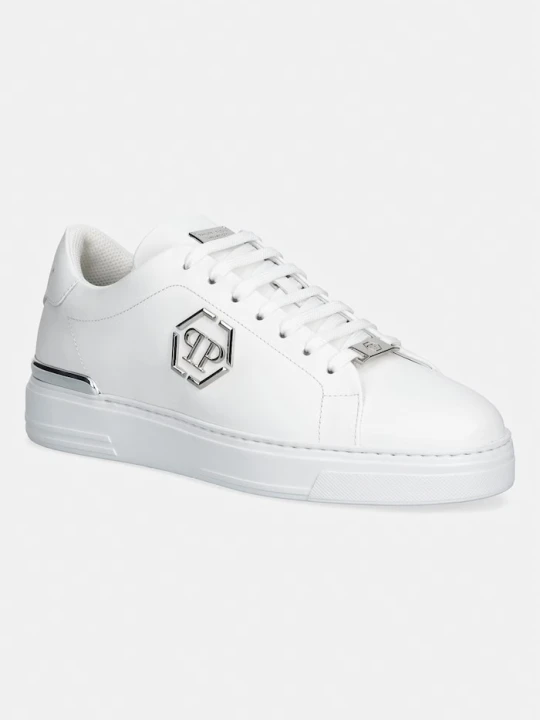 Zdjęcie produktu Philipp Plein sneakersy skórzane Leather Lo-Top Hexagon biały