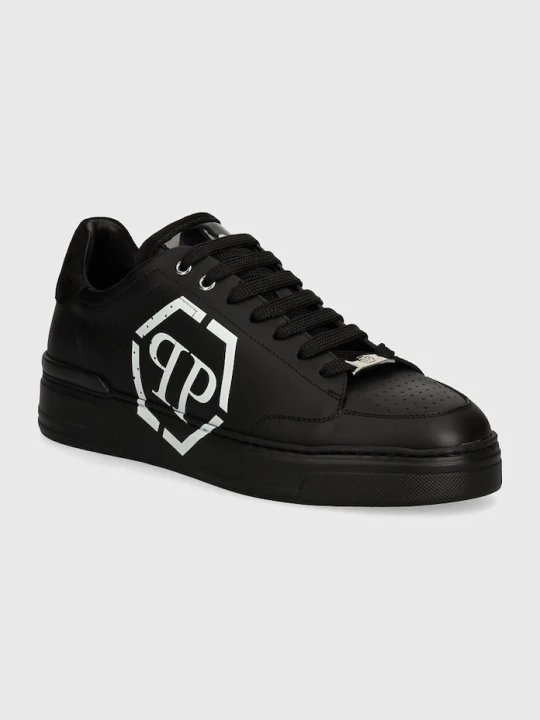 Zdjęcie produktu Philipp Plein sneakersy skórzane Lo-Top Hexagon czarny