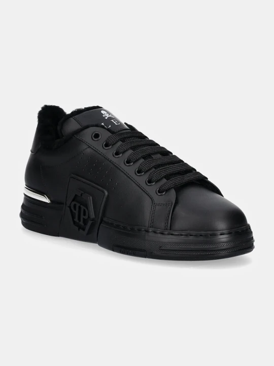 Zdjęcie produktu Philipp Plein sneakersy skórzane Nappa Lo-Top Fur Hexagon czarny