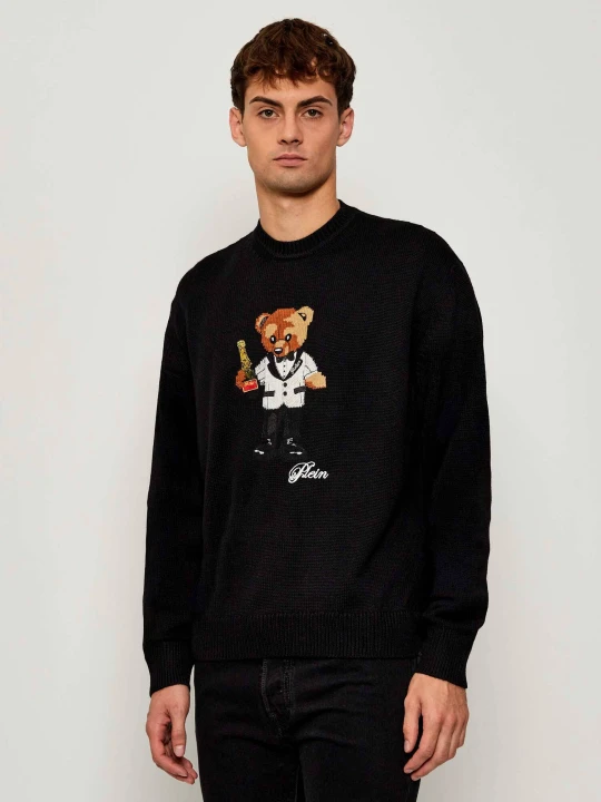 Zdjęcie produktu Philipp Plein Sweter Teddy Bear | Regular Fit | z dodatkiem wełny czarny