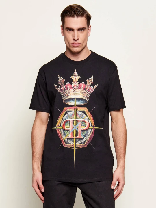 Zdjęcie produktu Philipp Plein T-shirt Crown Hexagon | Regular Fit czarny