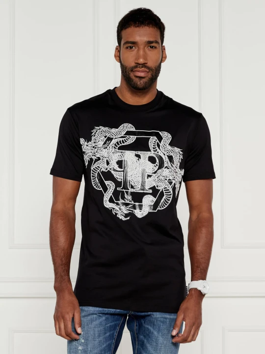Zdjęcie produktu Philipp Plein T-shirt Dragon Hexagon | Regular Fit czarny