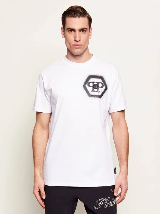 Zdjęcie produktu Philipp Plein T-shirt Spray Hexagon | Regular Fit biały