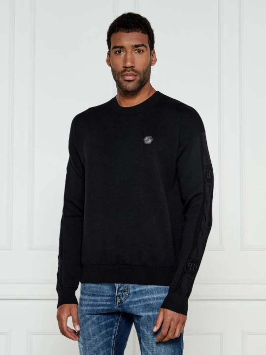 Zdjęcie produktu Philipp Plein Wełniany sweter | Regular Fit czarny
