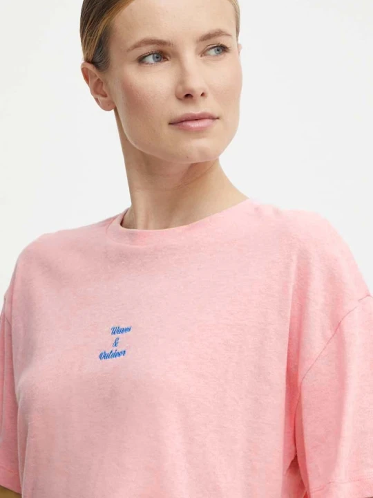 Zdjęcie produktu Picture t-shirt z domieszką lnu Hampy różowy