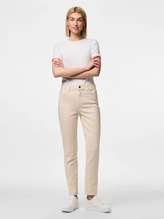 Zdjęcie produktu Pieces Dżinsy - Tapered fit - w kolorze beżowym rozmiar: W28/L30