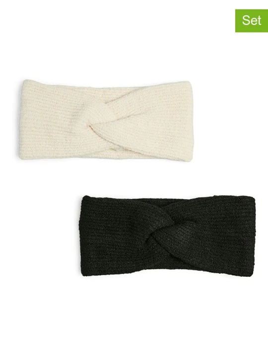 Zdjęcie produktu Pieces Opaski (2 szt.) w kolorze kremowym i czarnym na czoło rozmiar: onesize