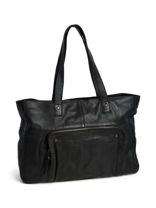 Zdjęcie produktu Pieces Skórzana torba podróżna w kolorze czarnym - 40 x 31 x 13, 5 cm rozmiar: onesize
