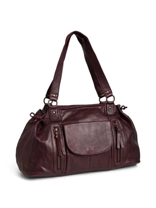 Zdjęcie produktu Pieces Skórzany shopper bag "Hanna" w kolorze bordowym - 42 x 25 x 20 cm rozmiar: onesize