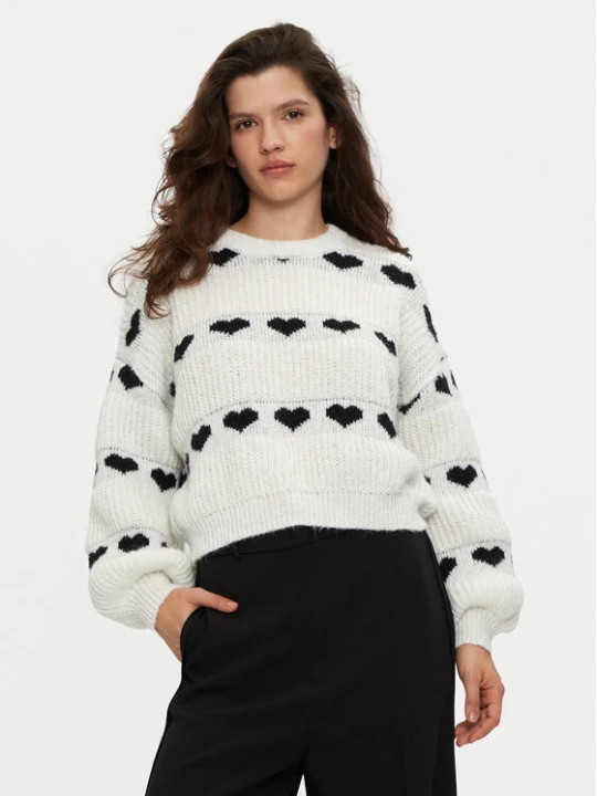 Zdjęcie produktu Pieces Sweter Nove 17152014 Écru Regular Fit Kremowy