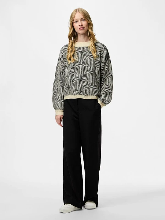 Zdjęcie produktu Pieces Sweter "Pcjenna" w kolorze czarno-beżowym rozmiar: XS