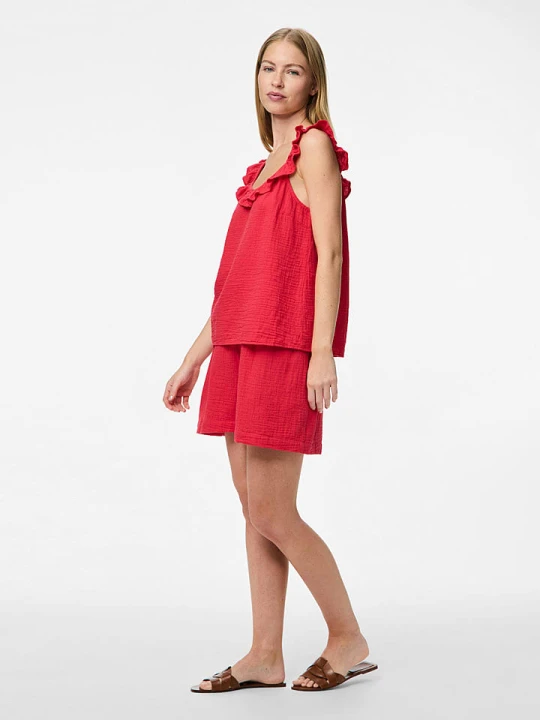 Zdjęcie produktu Pieces Szorty "Sastina" w kolorze czerwonym rozmiar: XL