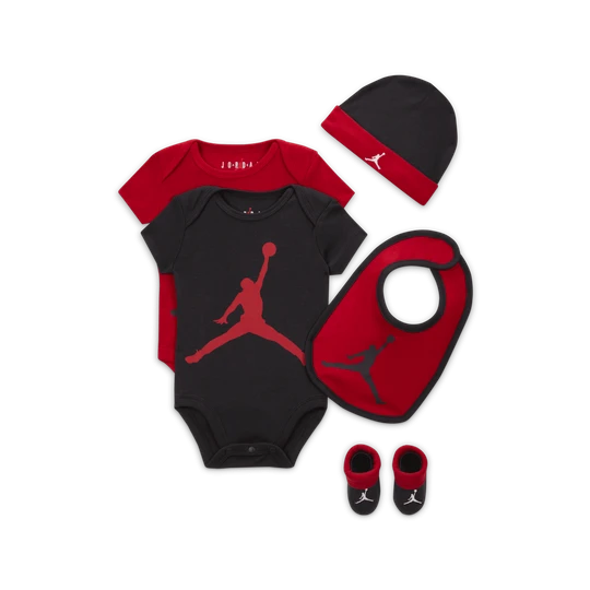 Zdjęcie produktu Pięcioczęściowy zestaw z body dla niemowląt Jordan 5-Piece Core Gift Set - Czerwony