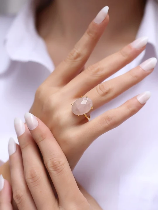 Zdjęcie produktu Pierres de Jade Pozłacany pierścionek z kwarcem rozmiar: onesize