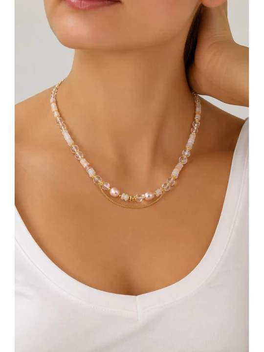 Zdjęcie produktu Pierres delicates Pozłacany naszyjnik z cytrynami - dł. 45 cm rozmiar: onesize złoty
