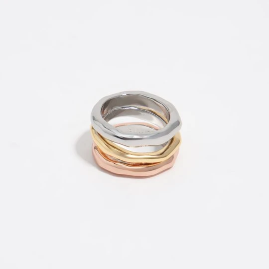 Zdjęcie produktu Pierścionek faktura paski trzykolorowy BIMBA Y LOLA ROSE GOLD