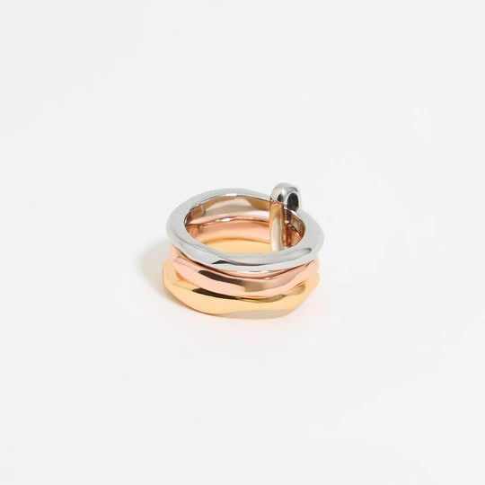 Zdjęcie produktu Pierścionek potrójny faktura wielobarwny BIMBA Y LOLA ROSE GOLD