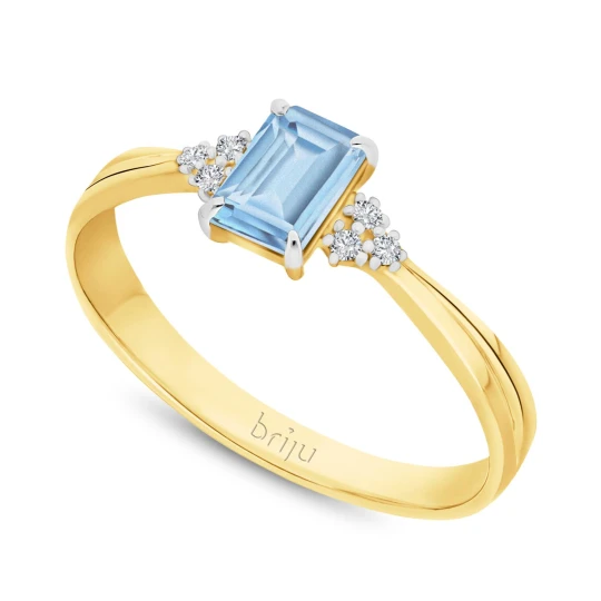 Zdjęcie produktu Pierścionek z brylantami 0, 036 ct Glimmer żółte złoto topaz swiss blue naturalny 585 (B0864-100) Briju