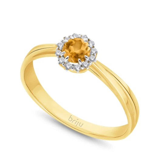 Zdjęcie produktu Pierścionek z brylantami 0, 048 ct Glimmer żółte złoto cytryn ciemny naturalny 585 (B0810-100) Briju