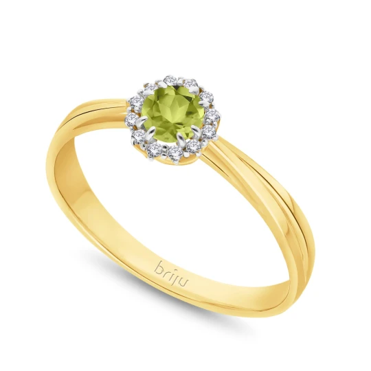 Zdjęcie produktu Pierścionek z brylantami 0, 048 ct Glimmer żółte złoto oliwin naturalny 585 (B0810-100) Briju